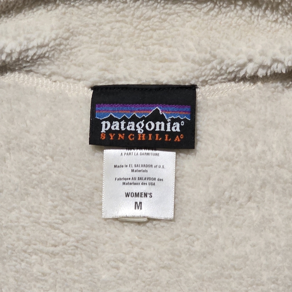 Patagonia Synchilla Full Zip Fleece Jacket Cream Ivory Women's M GUC Vintage - Picture 3 of 13